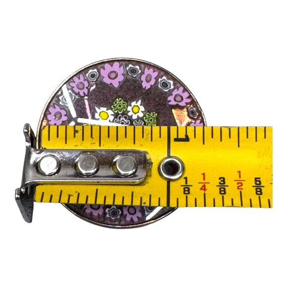 Vintage Millefiori Italy Art Glass Brooch 925 Sterling Silver Floral Design Pin - Picture 4 of 5